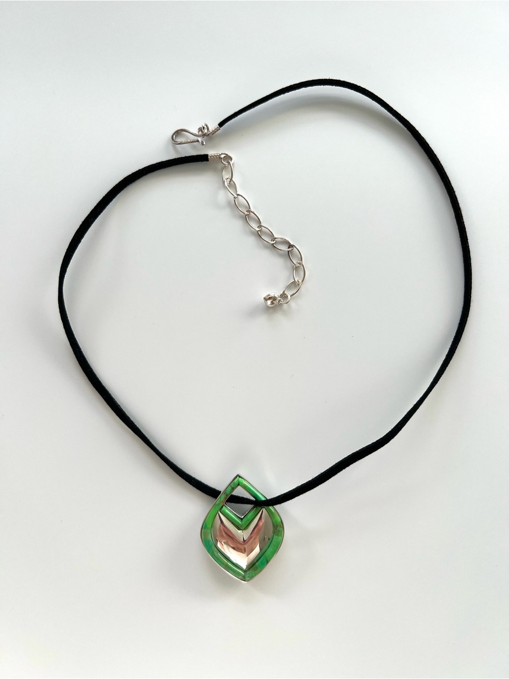 Jay King DTR Reversible Turquoise Inlay 925 Sterling Silver Pendant Necklace